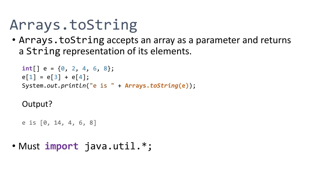 arrays tostring arrays tostring accepts an array