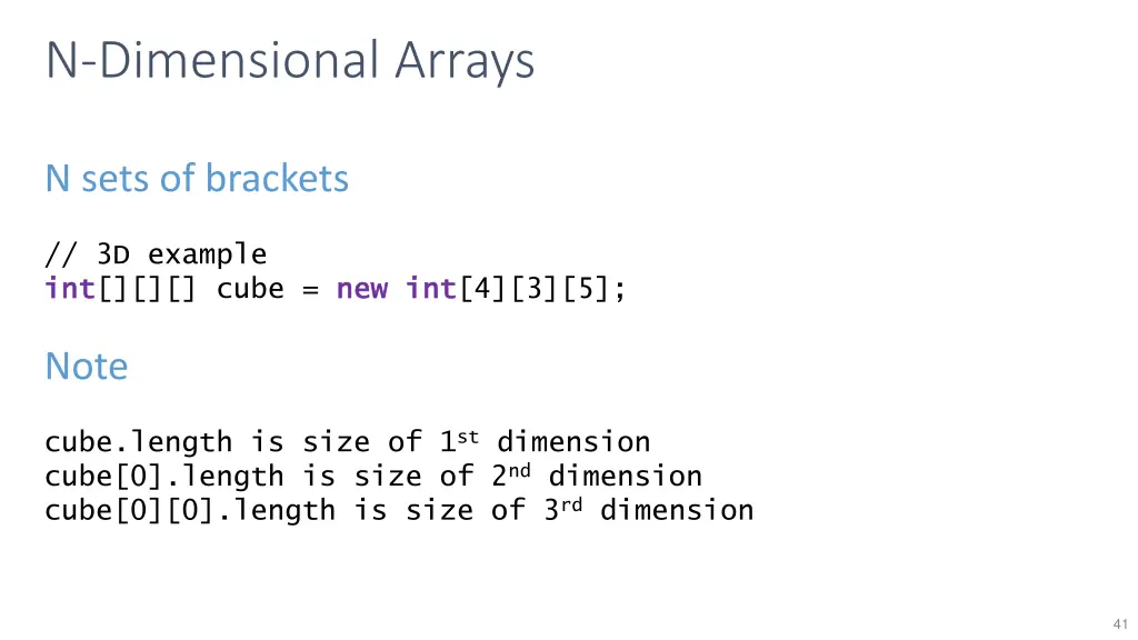 n dimensional arrays