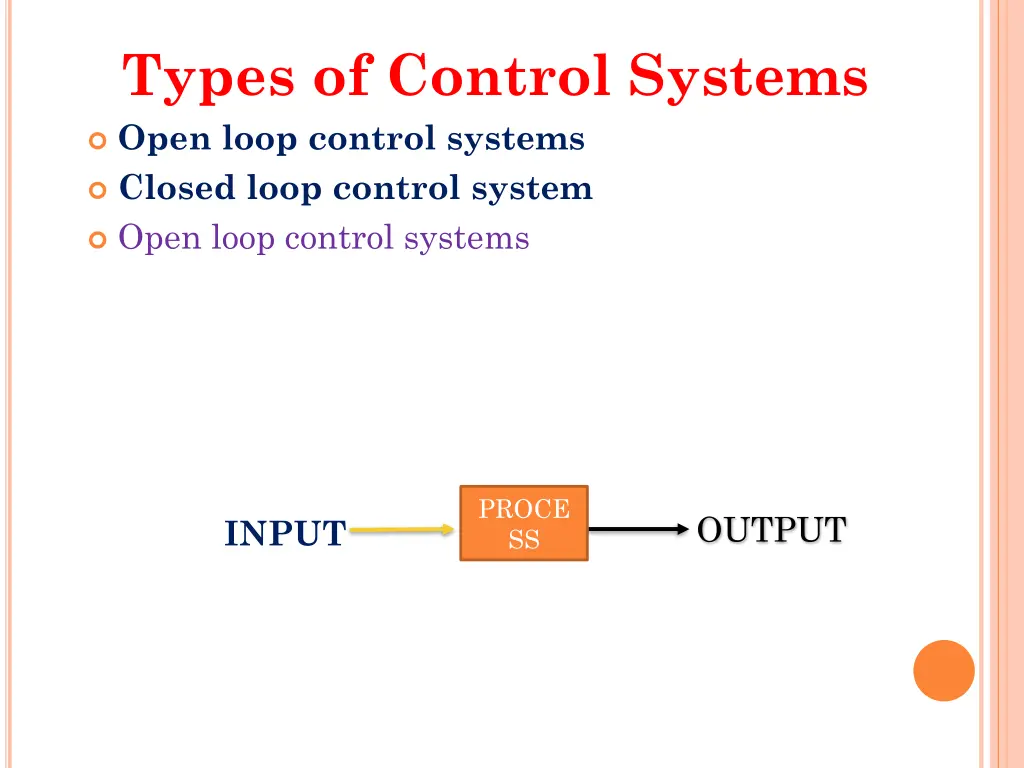 types of control systems open loop control