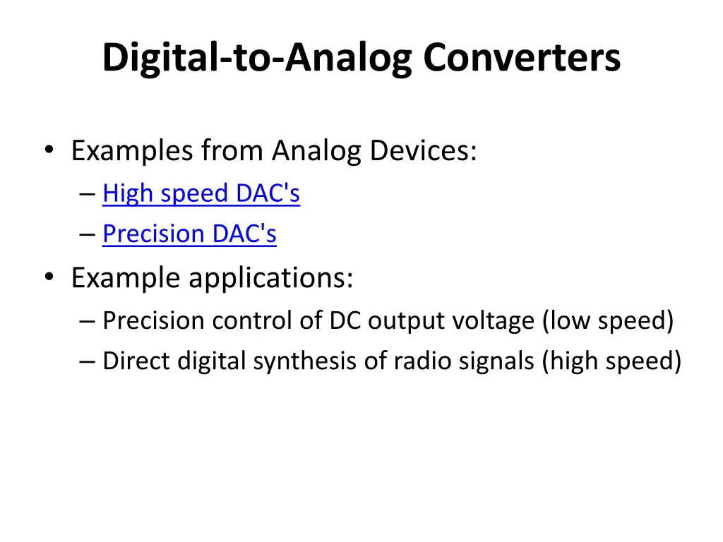 digital to analog converters