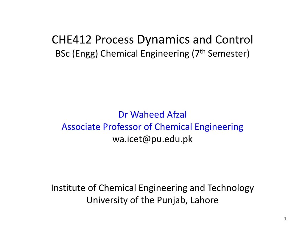 che412 process dynamics and control bsc engg