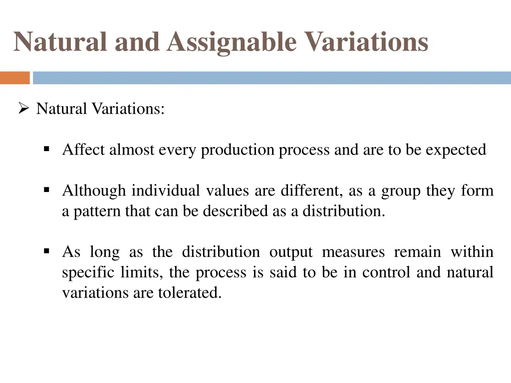 natural and assignable variations