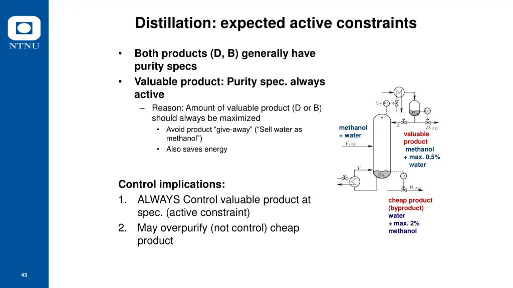 distillation expected active constraints
