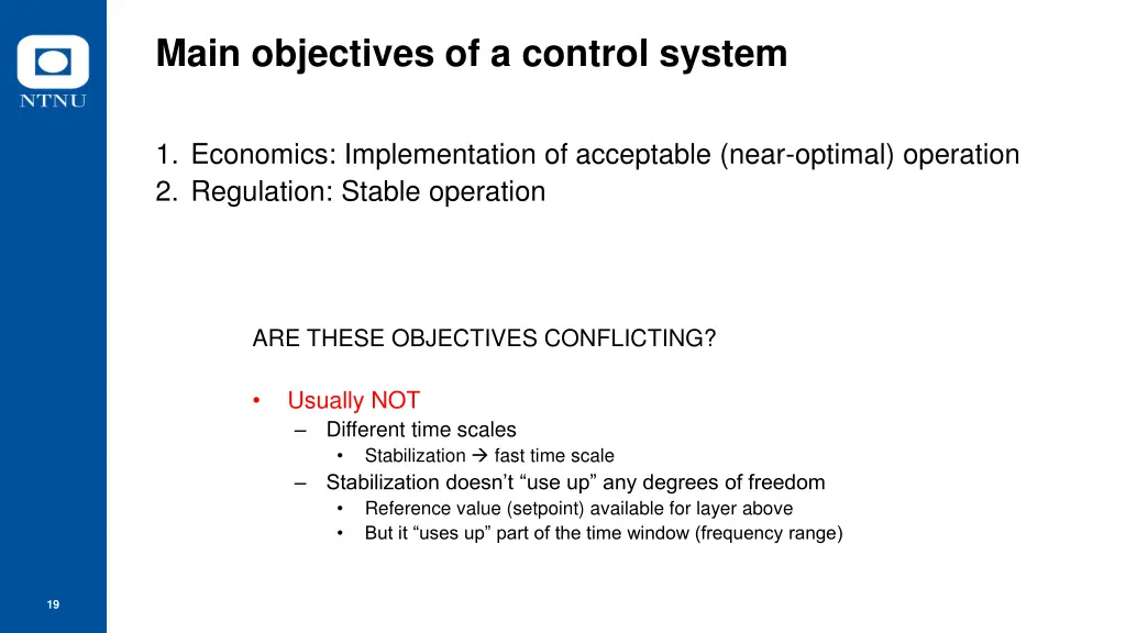 main objectives of a control system