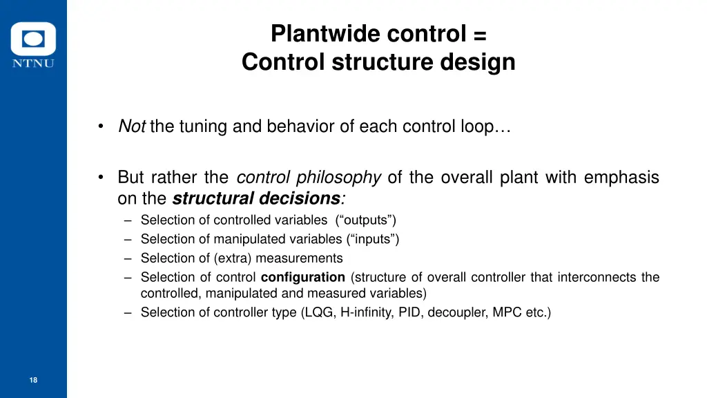 plantwide control control structure design