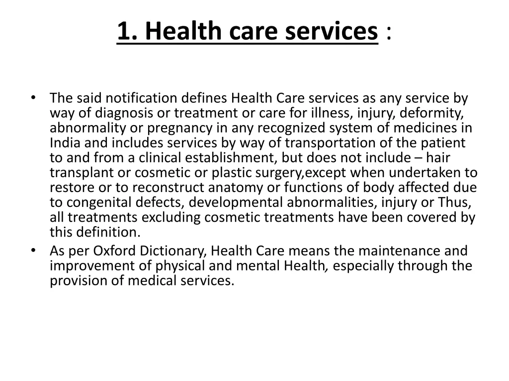 1 health care services