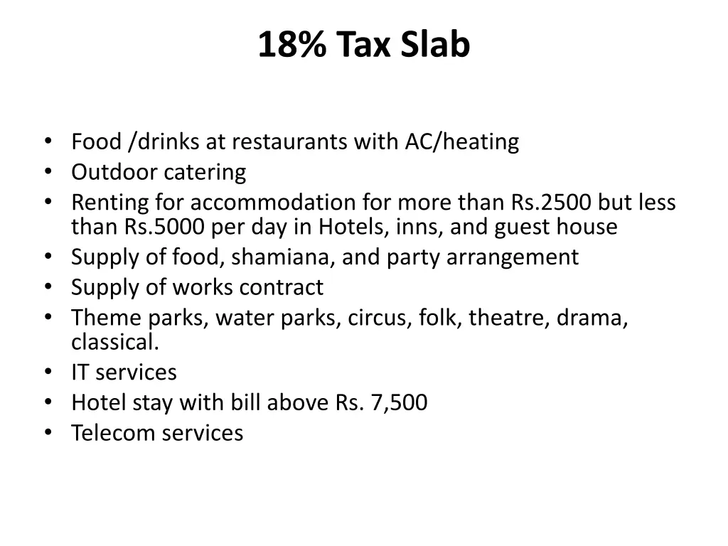 18 tax slab