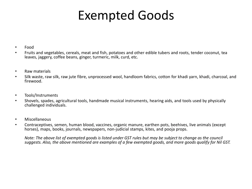 exempted goods
