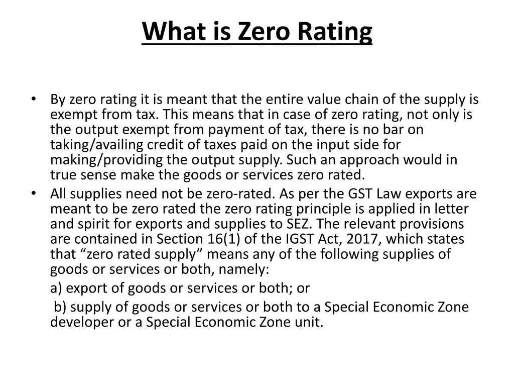 what is zero rating
