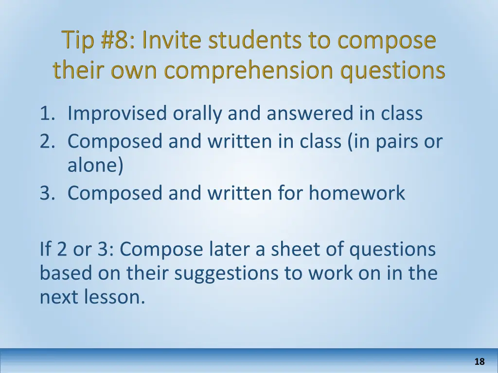 1 improvised orally and answered in class