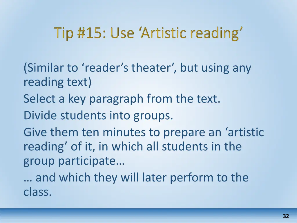 similar to reader s theater but using any reading