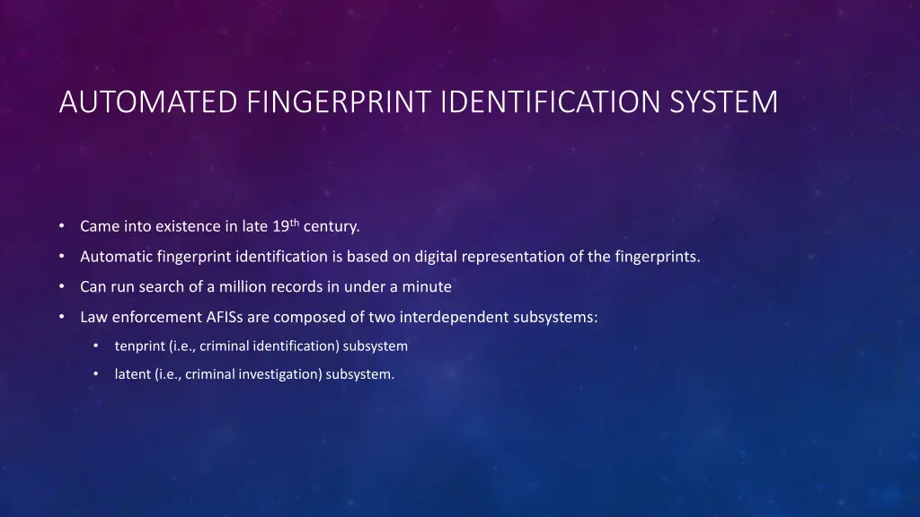 automated fingerprint identification system