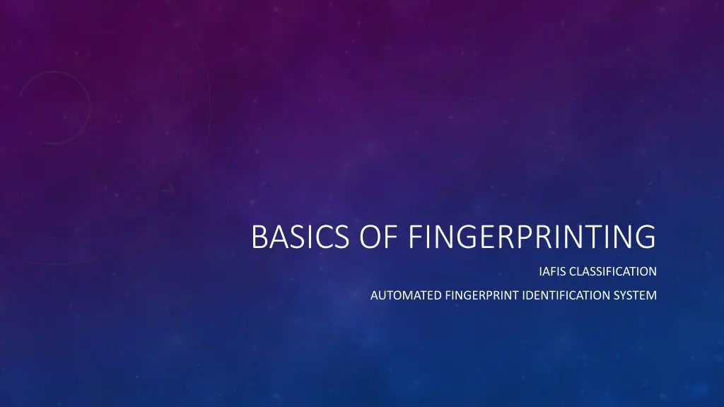 basics of fingerprinting