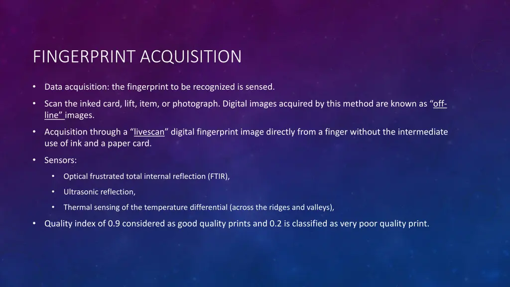 fingerprint acquisition