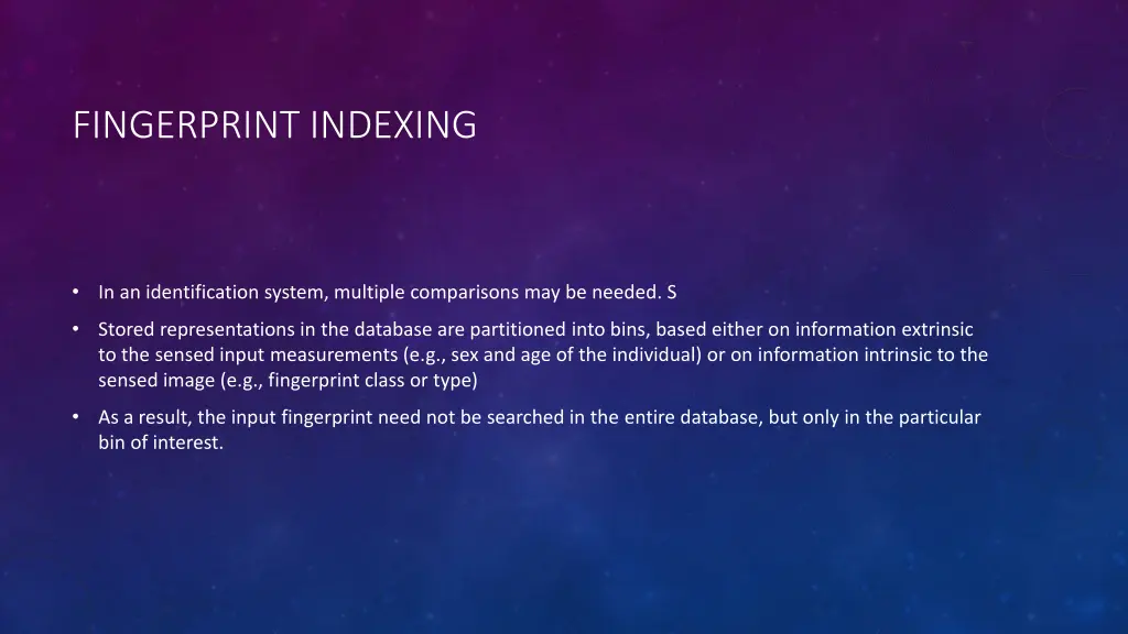 fingerprint indexing