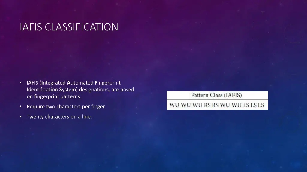 iafis classification
