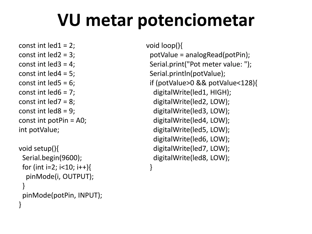 vu metar potenciometar