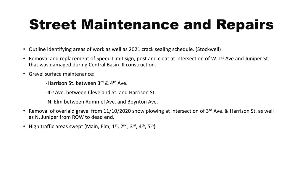 street maintenance and repairs