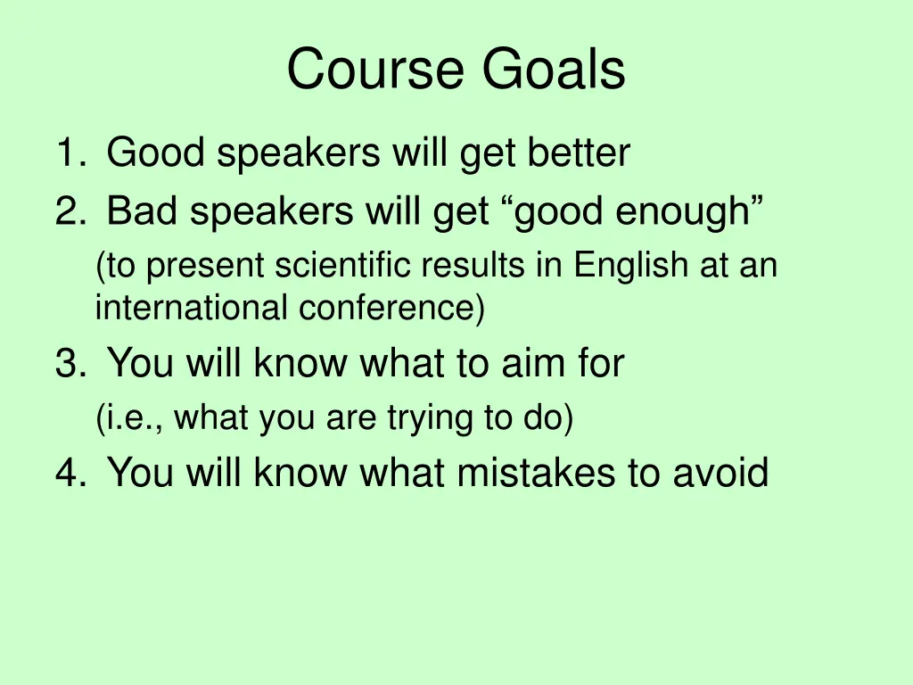 course goals