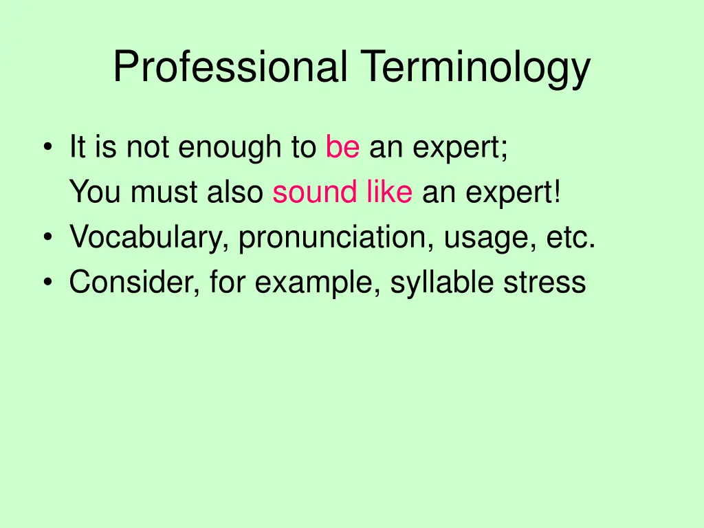 professional terminology