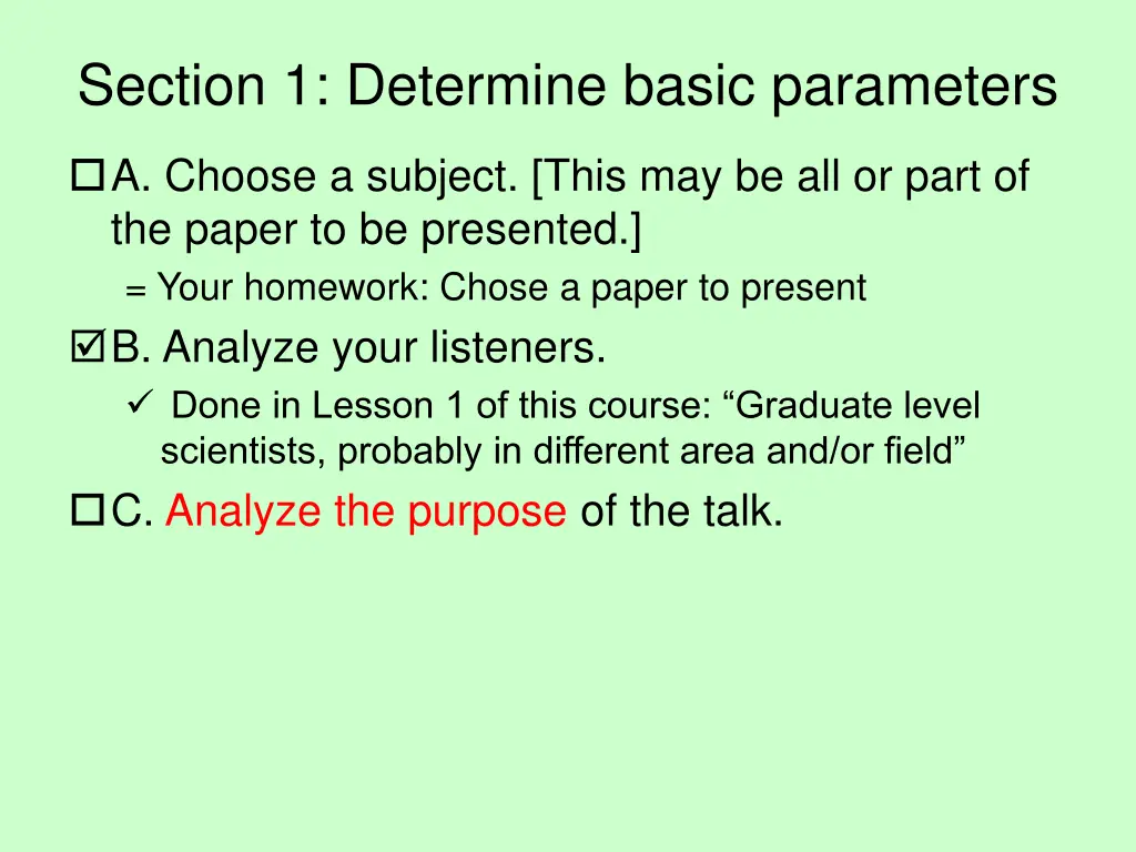 section 1 determine basic parameters 2
