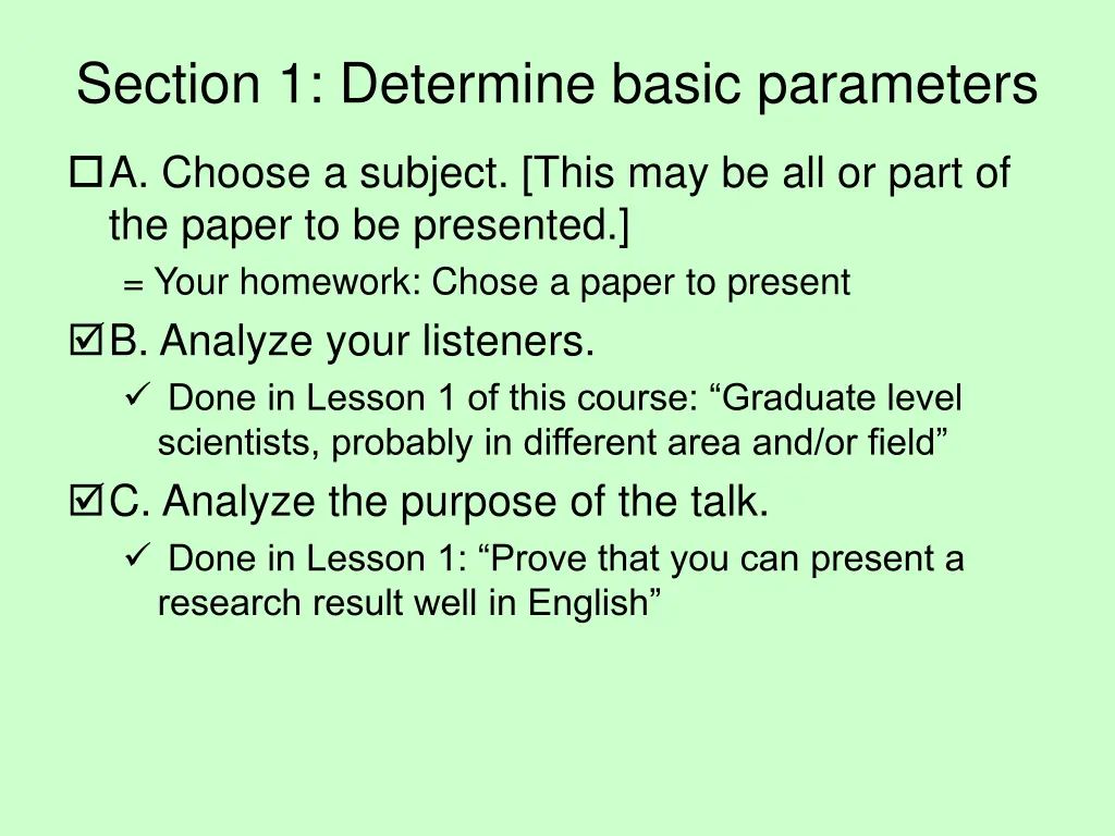 section 1 determine basic parameters 3