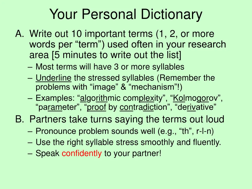 your personal dictionary