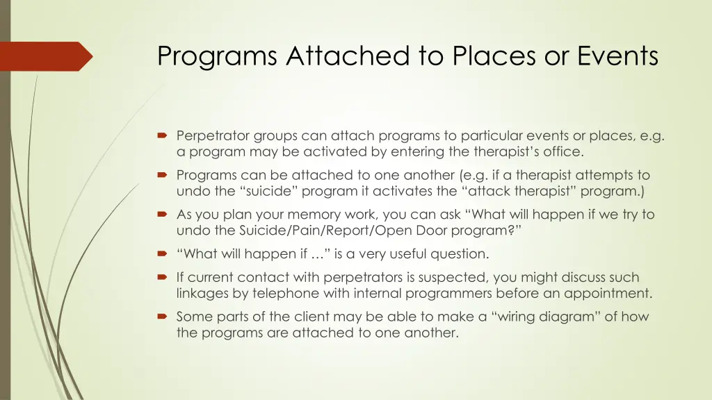 programs attached to places or events