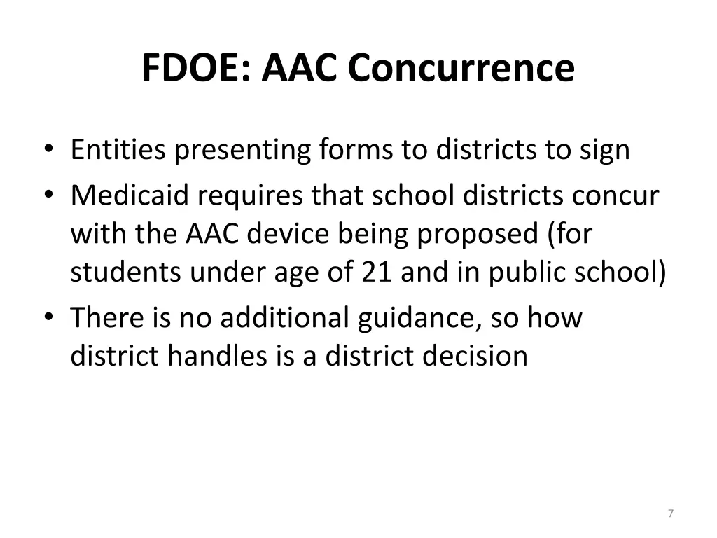 fdoe aac concurrence