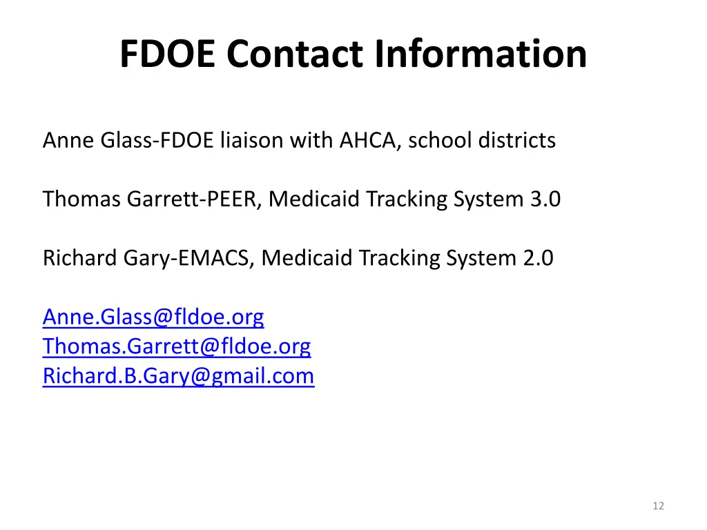 fdoe contact information