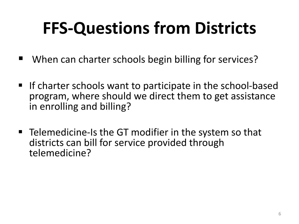 ffs questions from districts