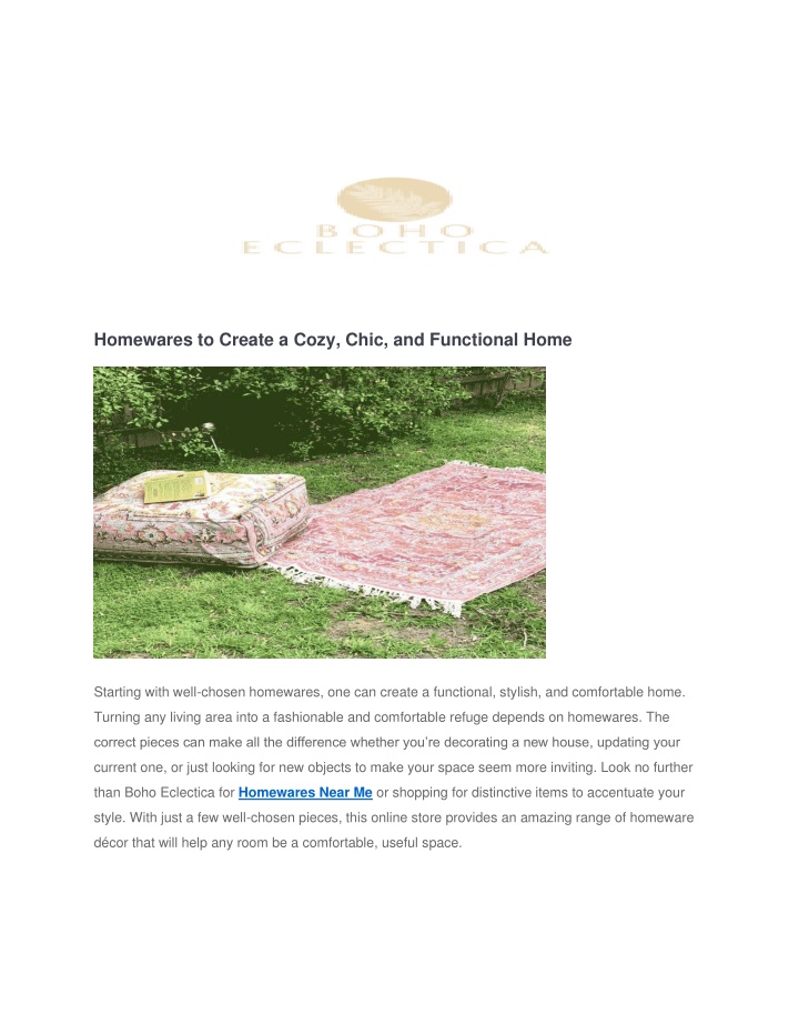 homewares to create a cozy chic and functional