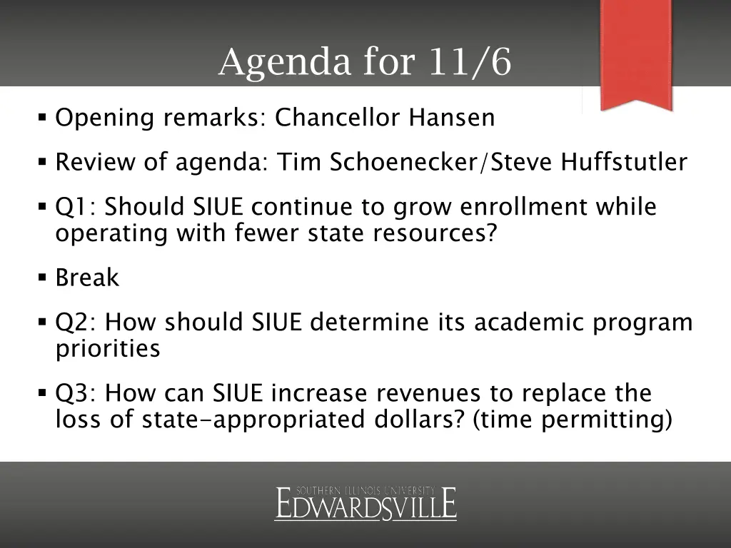 agenda for 11 6