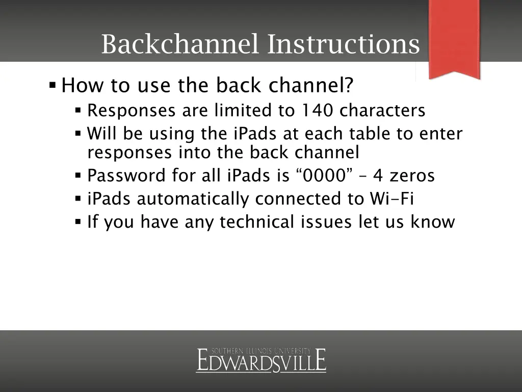 backchannel instructions 1