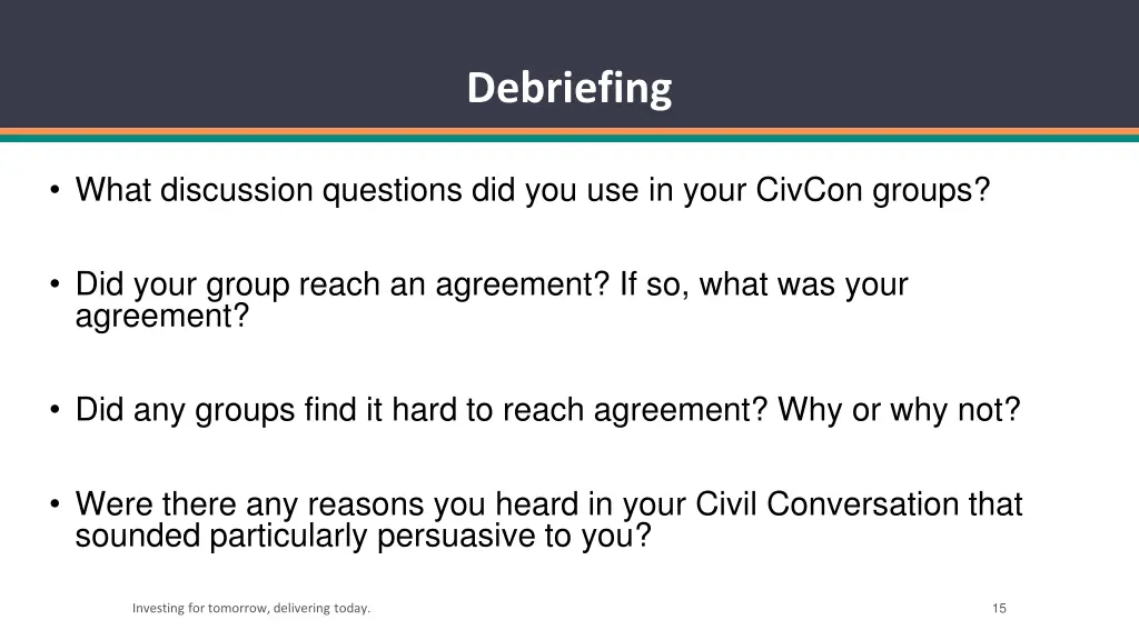 debriefing