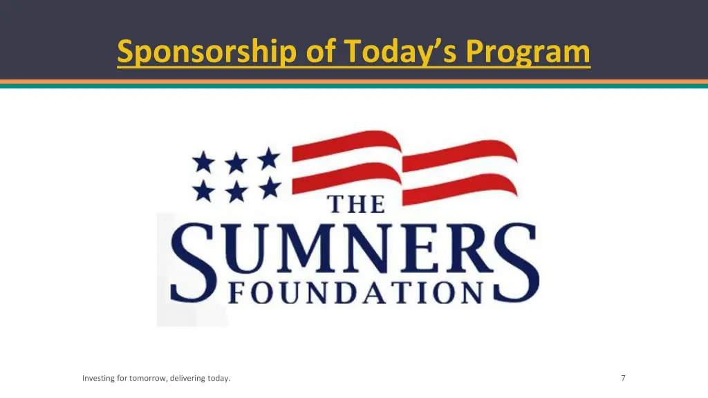 sponsorship of today s program
