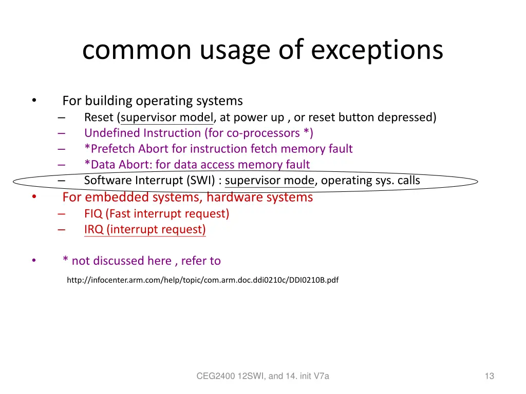 common usage of exceptions