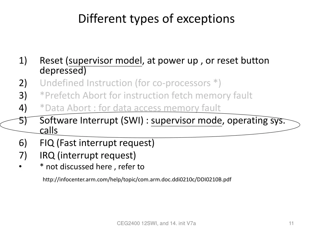 different types of exceptions