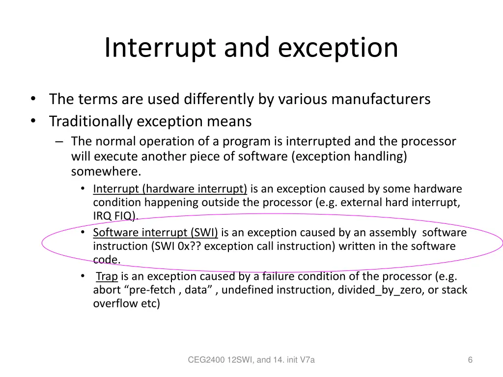 interrupt and exception