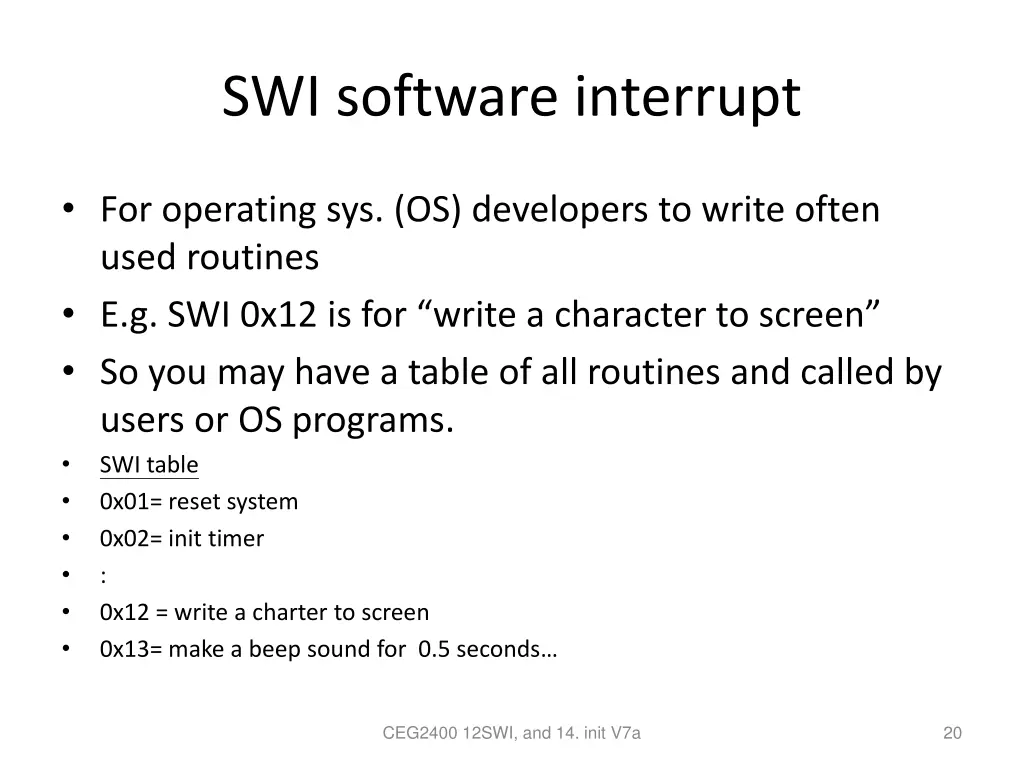 swi software interrupt