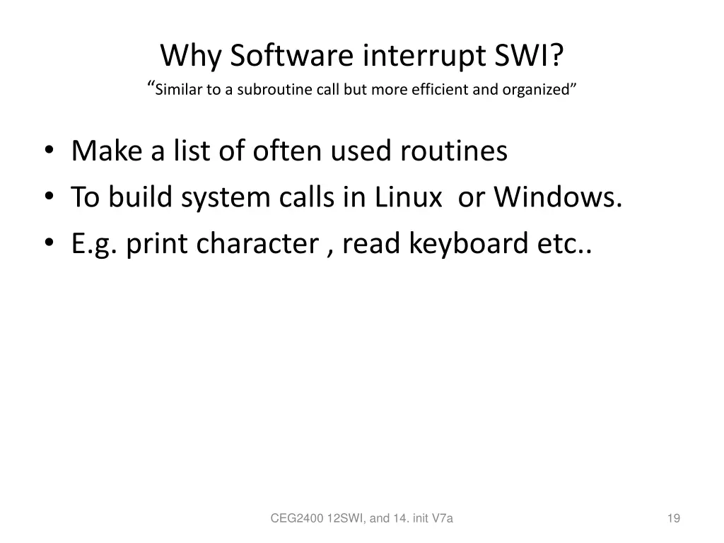 why software interrupt swi similar