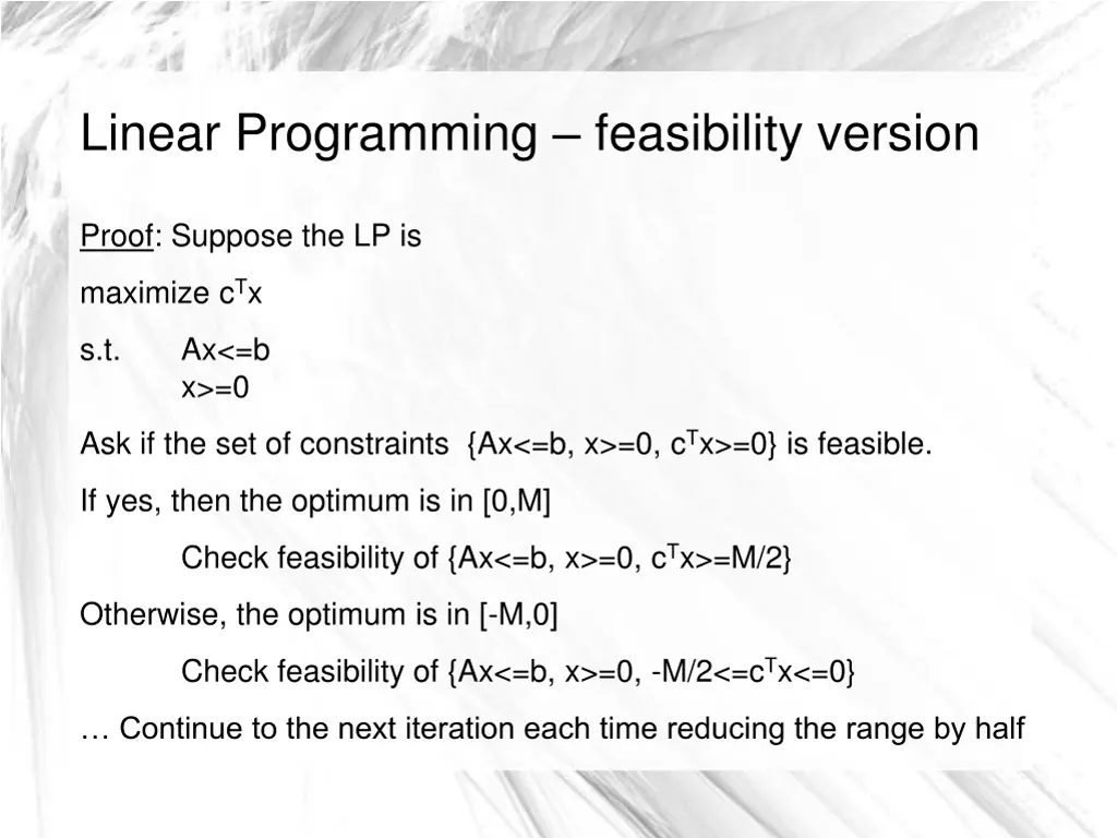 linear programming feasibility version 2