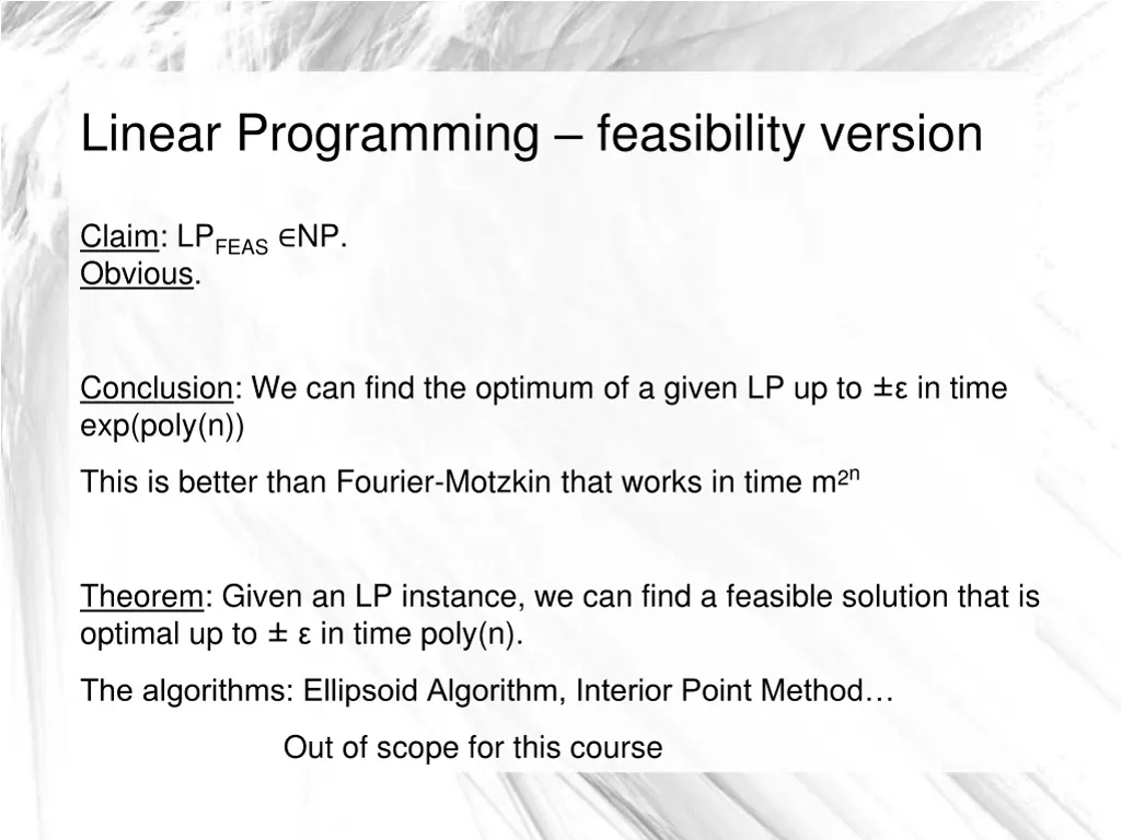 linear programming feasibility version 3