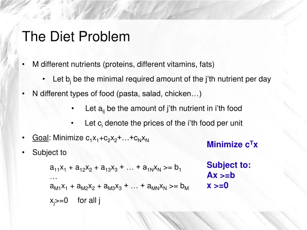 the diet problem 1