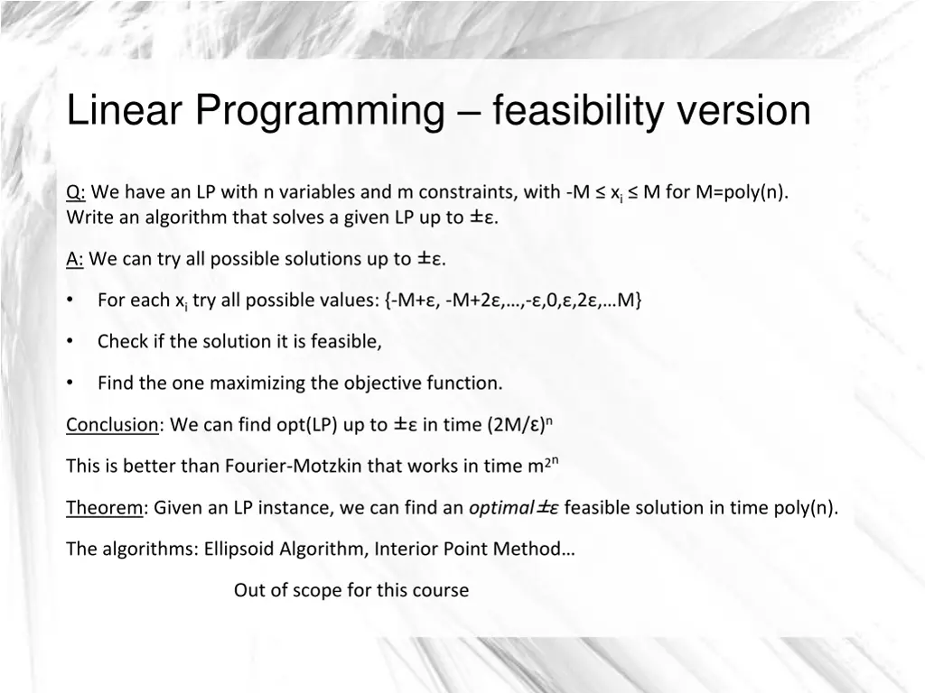 linear programming feasibility version 1