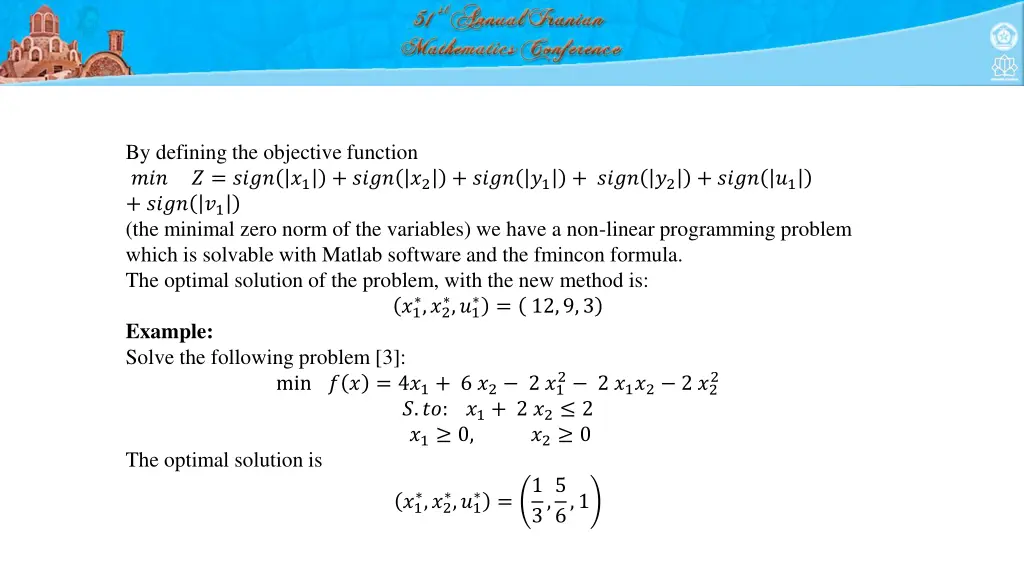 by defining the objective function
