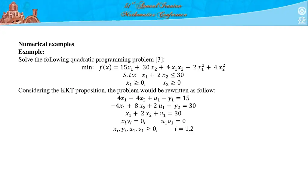 numerical examples example solve the following
