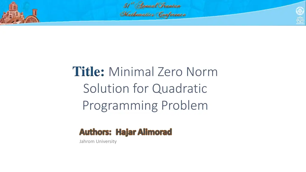 title minimal zero norm solution for quadratic