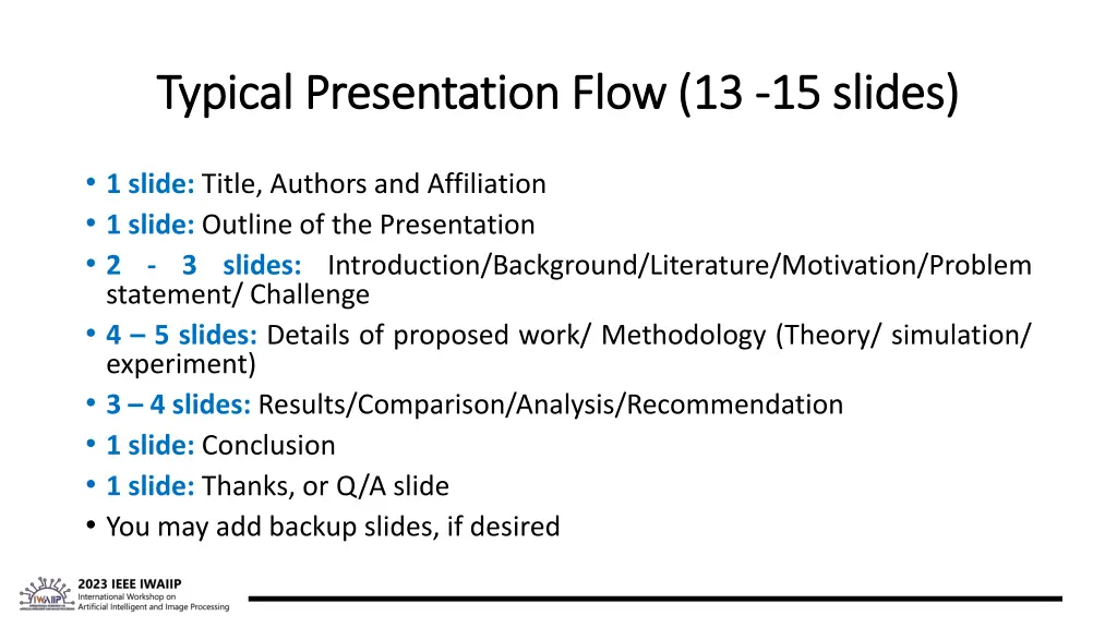 typical presentation flow 13 typical presentation