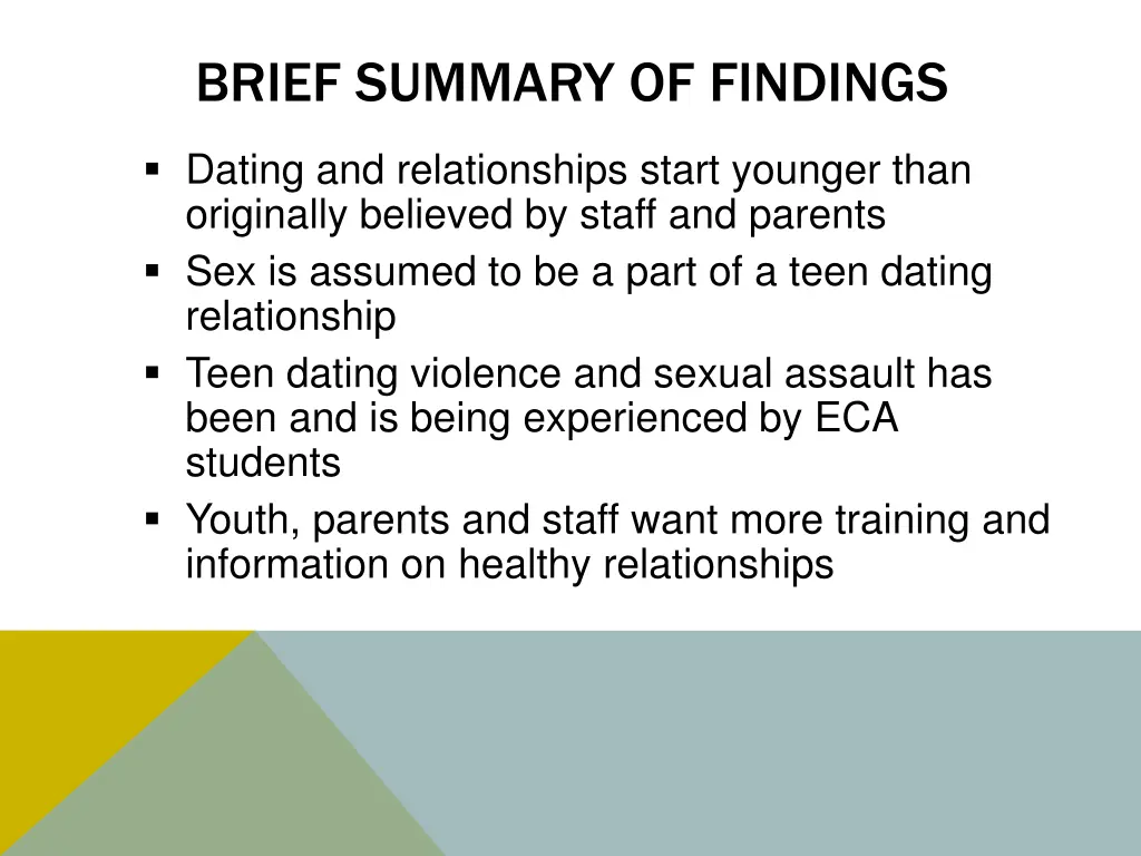 brief summary of findings